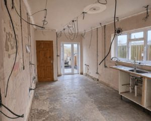 A progress photo of a kitchen installation project in Pontarddulais