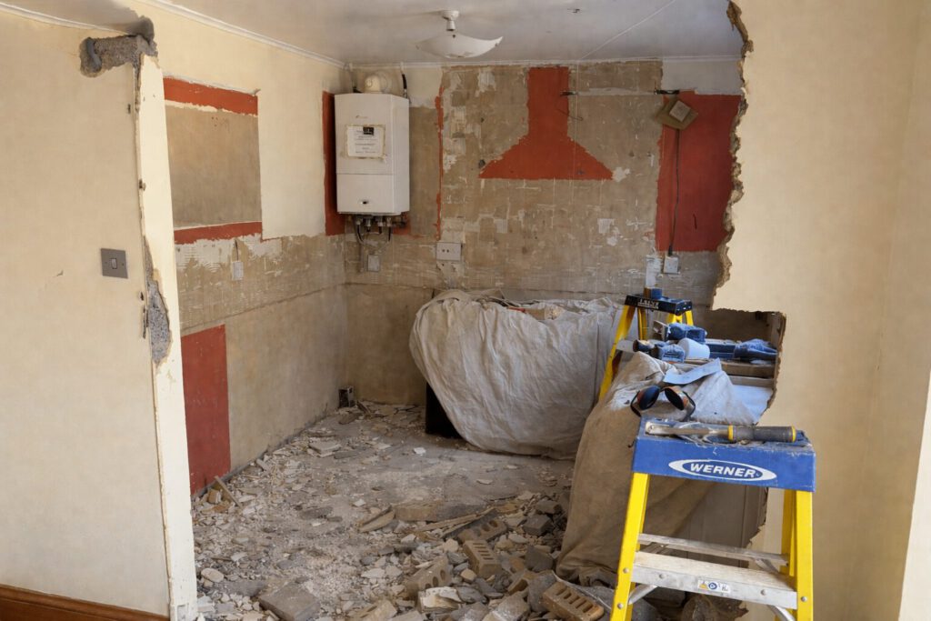 Before photo of the kitchen diner renovation in Tycoch project