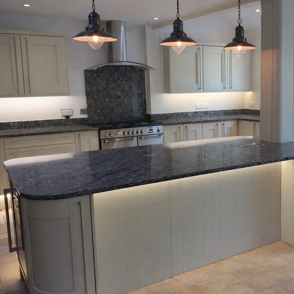 Large kitchen with an island that we fitted