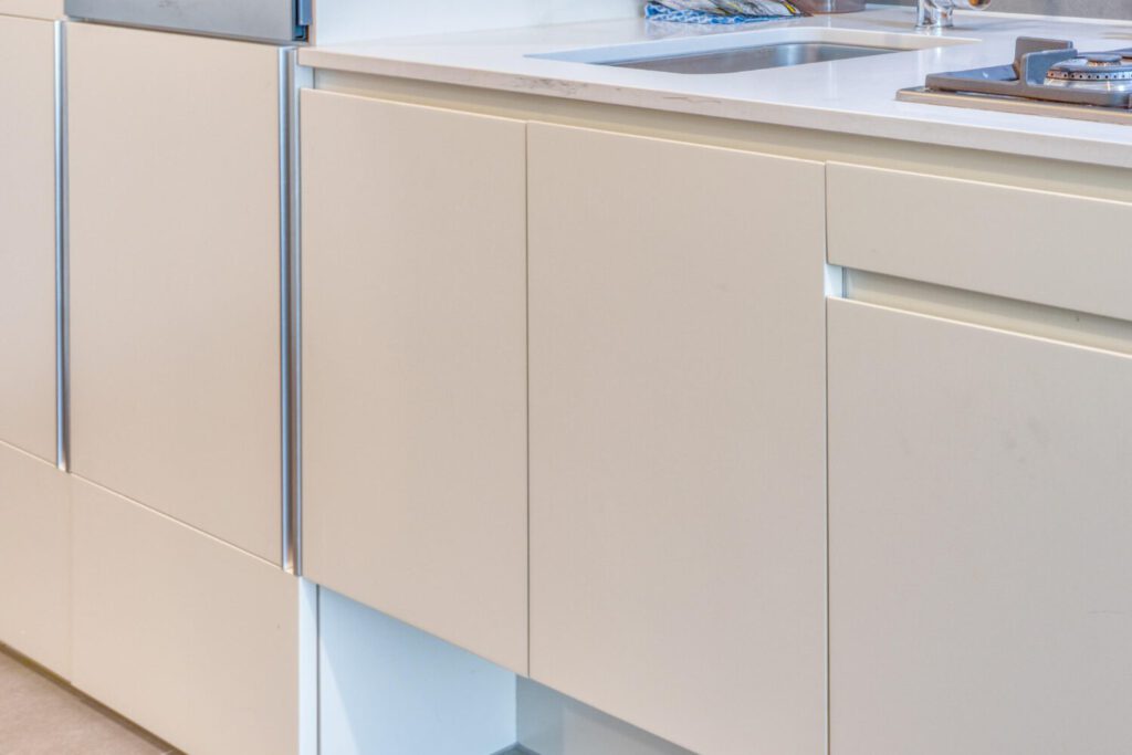 New white and glossy kitchen doors that we fitted in Swansea